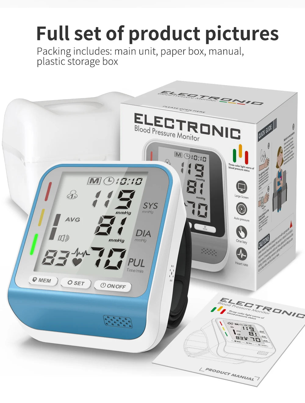 Digital wrist blood pressure monitor