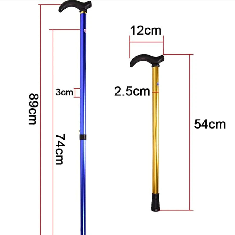 Adjustable walking stick, anti-slip, anti-shock, for walking