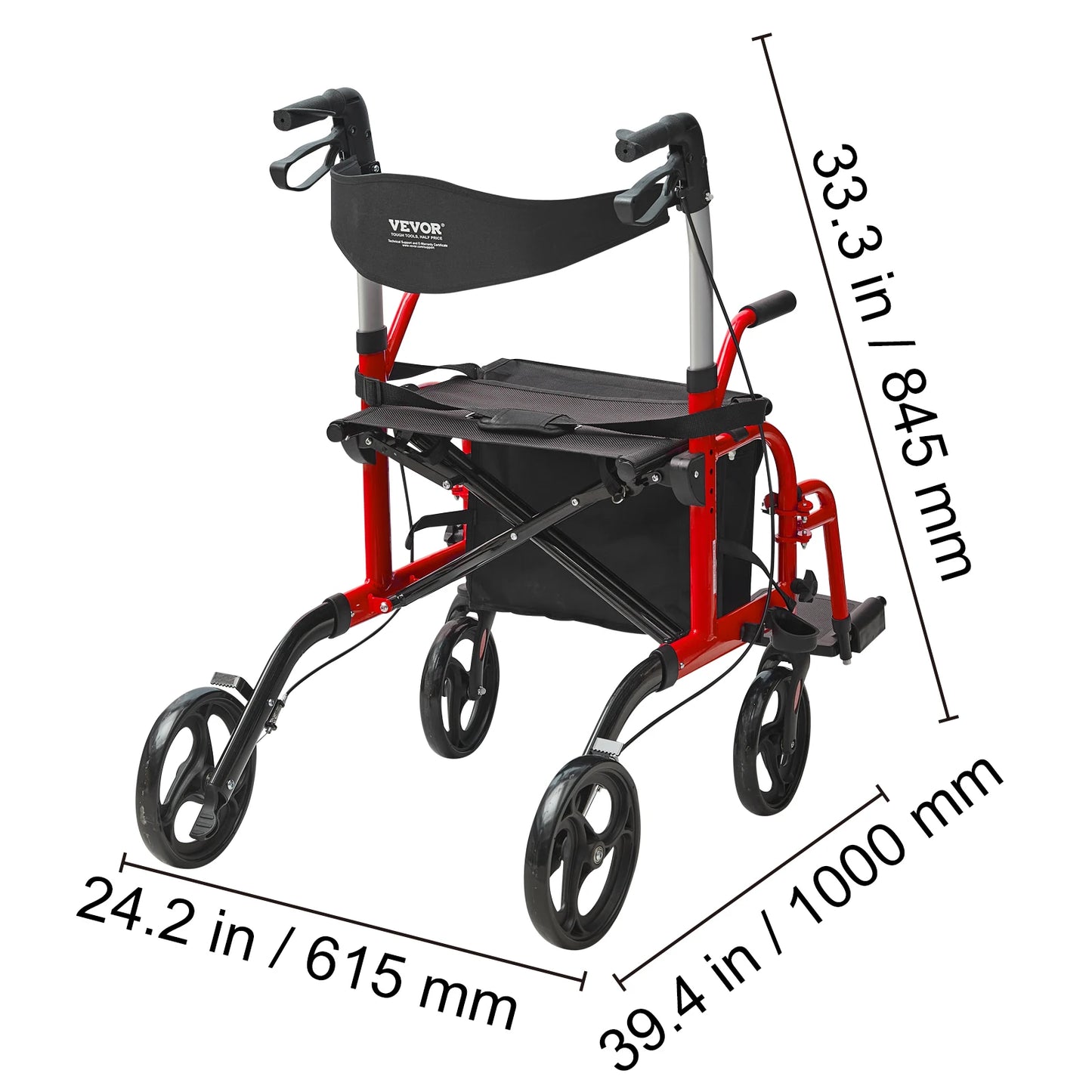 2-in-1 Rollator Walker and Wheelchair