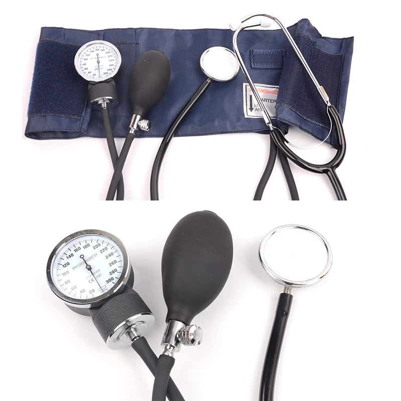 Aneroid Blood Pressure Monitor BP Upper Arm Sphygmomanometer Manual Blood Pressure Stethoscope With Zipper Bag For Adult