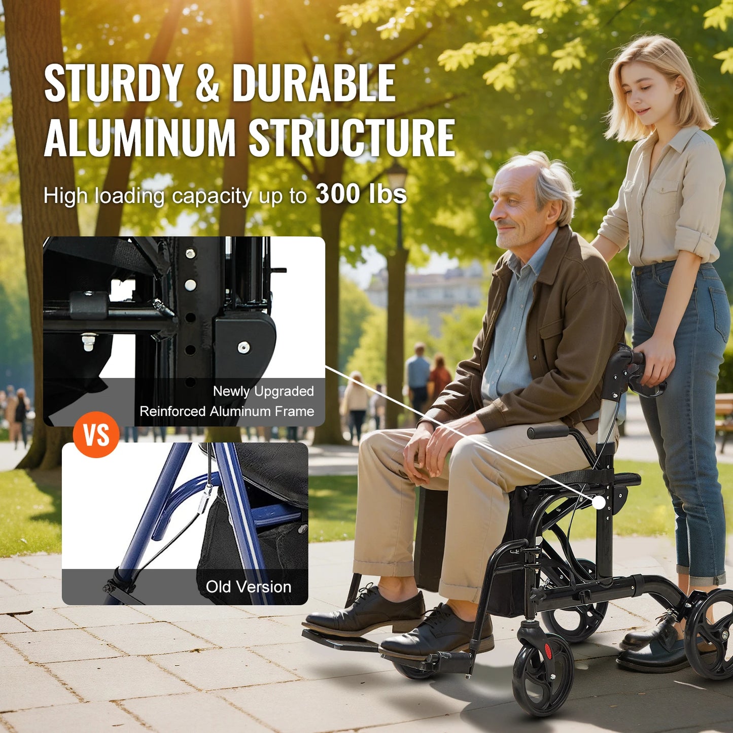 2-in-1 Rollator Walker and Wheelchair