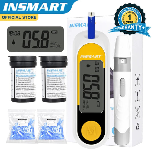 INSMART Blood Glucose Meter Diabetes Testing Kit Diabetes Lancet Machine Glucometer 10pcs Test Strips Blood Sugar Meter