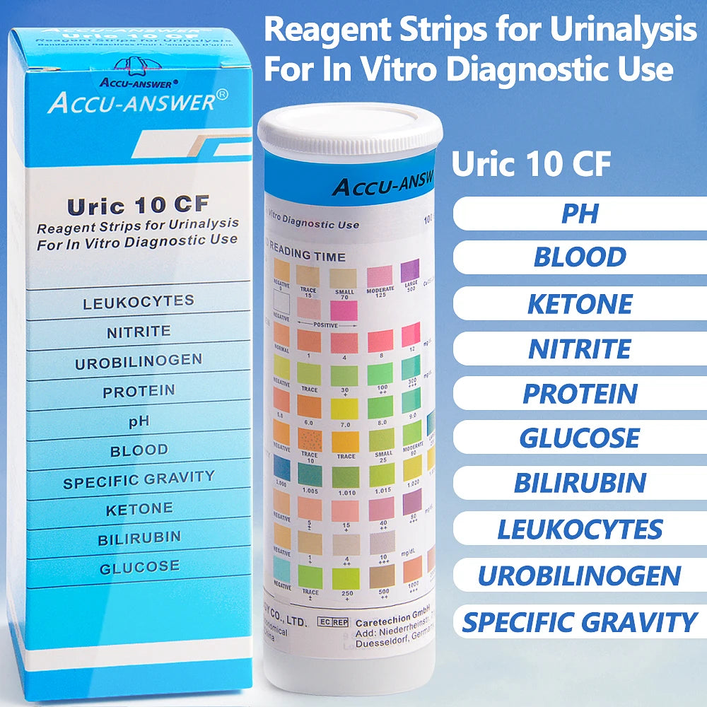 Urine test strips: Infeccion (UTI) Ketosis, Ph, Protein, Kidney and Liver