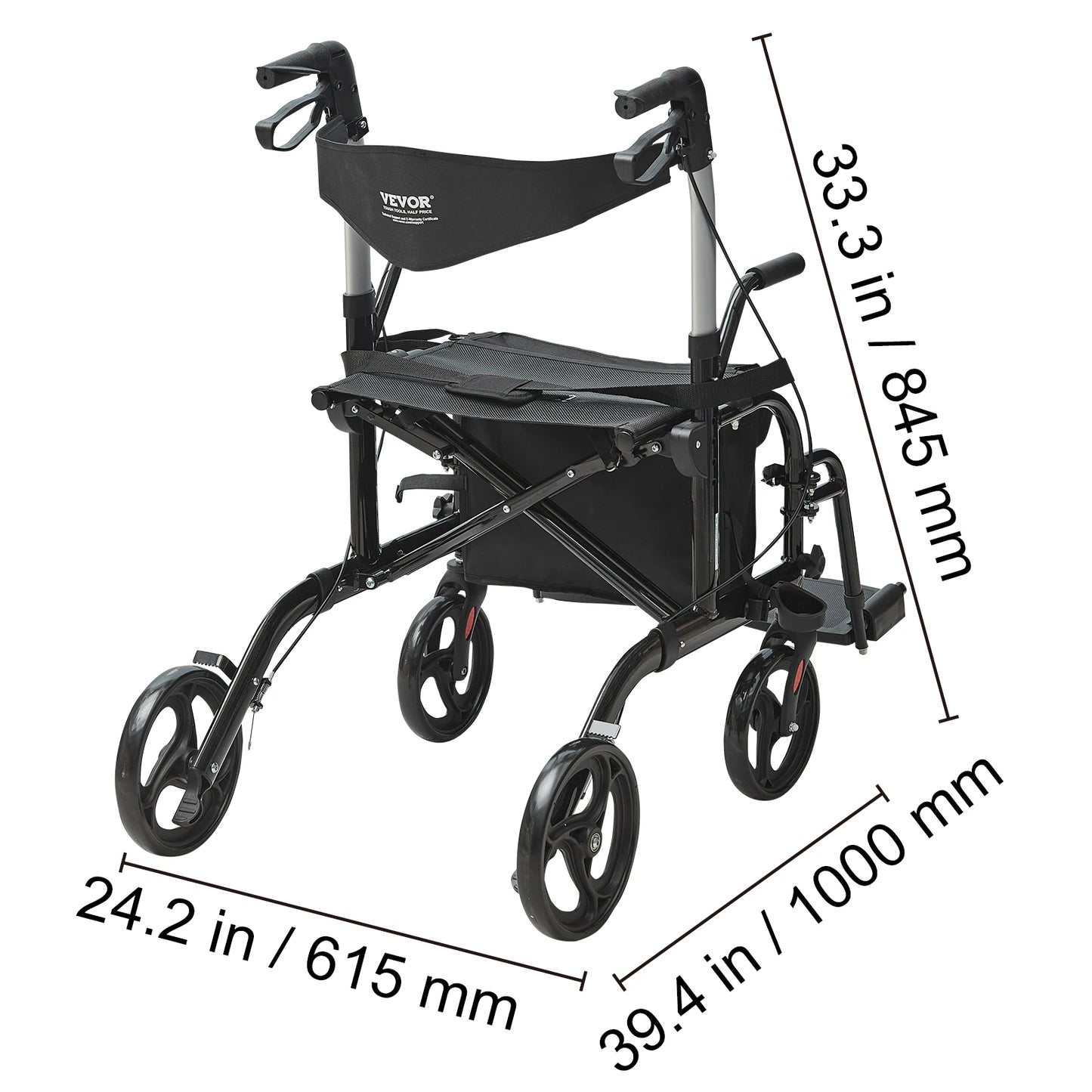 2-in-1 Rollator Walker and Wheelchair