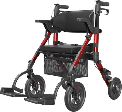 2-in-1 Rollator Walker and Wheelchair